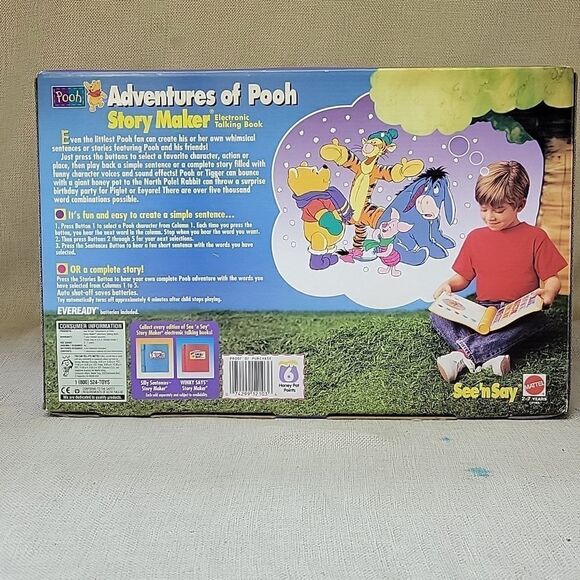 Mattel See'n Say Story Maker Adventures of Pooh Friends Tigger 1991 Interactive - Picture 3 of 6